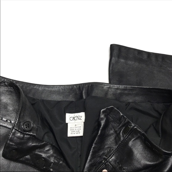 ❌SOLD❌ € Cache Black 100% Leather Pants Woven K15 - Picture 4 of 8